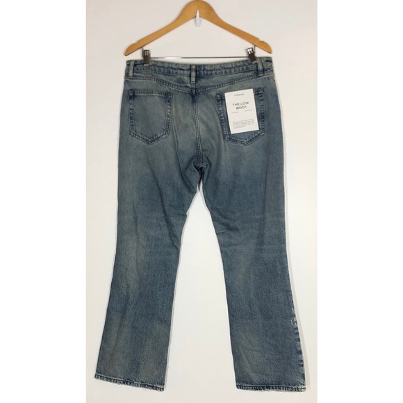 FRAME The Low Boot Jeans Biodegradable Distressed Denim Indigo Summit NWT Sz 32 - Picture 4 of 10